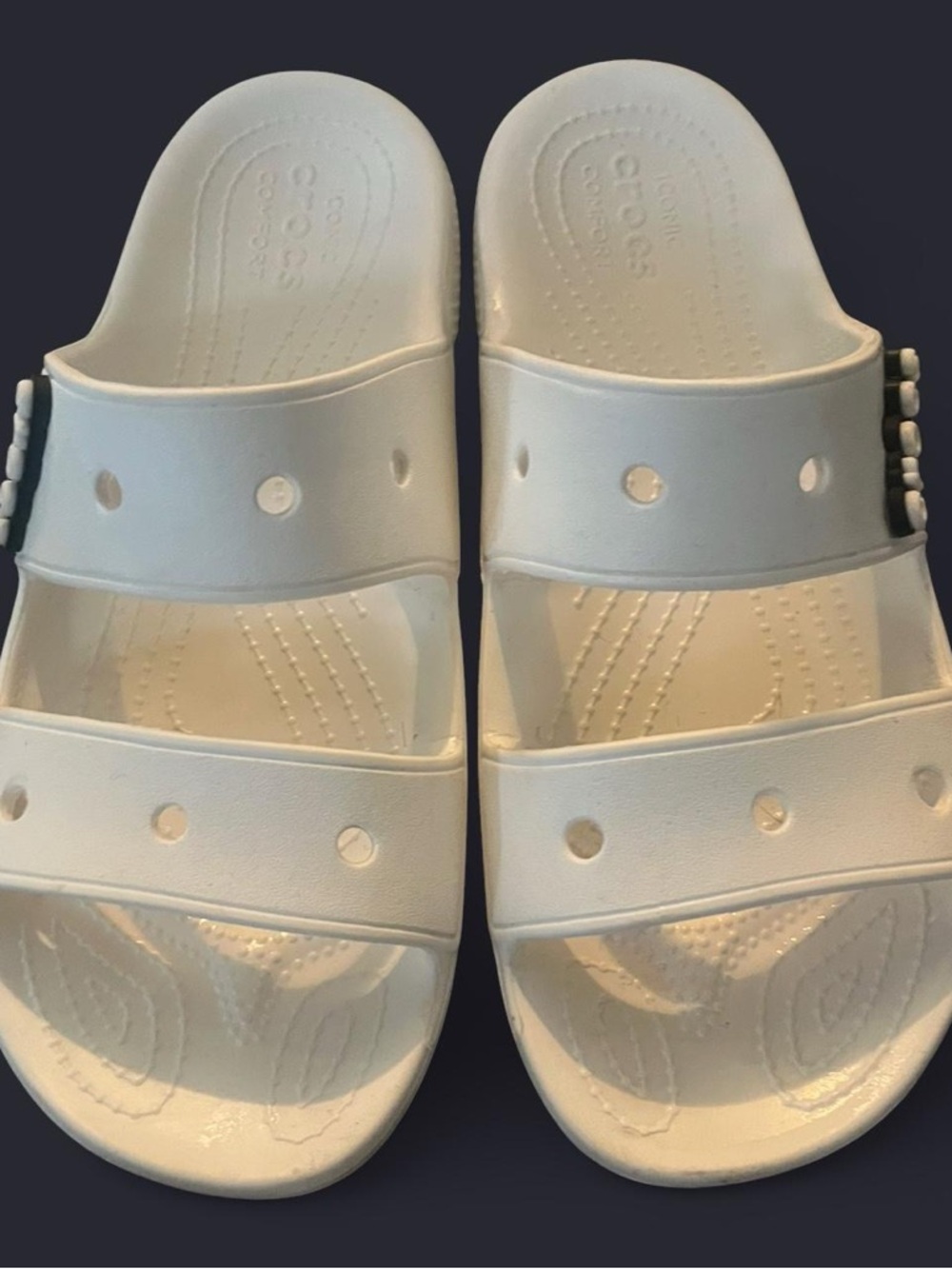 Crocs Women’s White Two-Strap Slide Sandals
